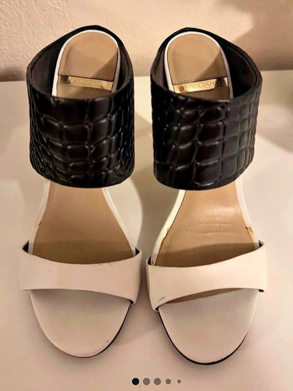 Marciano Adriana Heels Two-Tone Textured in White & Black